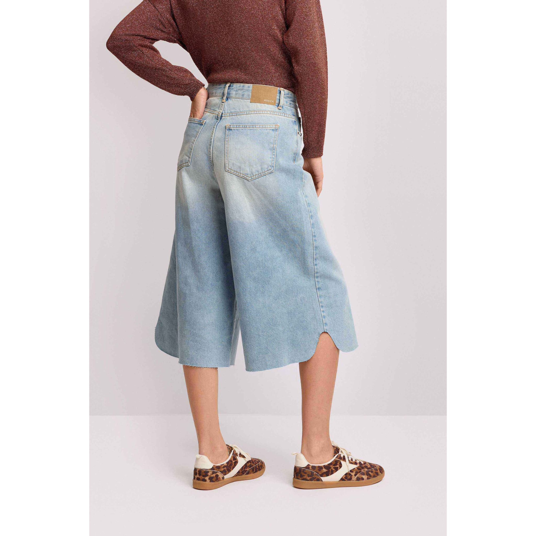 Kocca - Pantaloni in denim con fondo sagomato Donna, Tinta unita