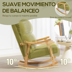 Silla Mecedora de Borreguito Moderna, Mecedora con Patas y Reposabrazos de Madera de Caucho, Respaldo Alto, Sillón de Lactancia Carga 120 kg, para Dormitorio, Salón