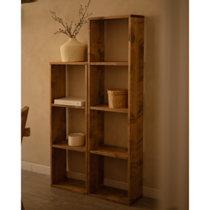 Estanteria de madera maciza en tono roble oscuro con 2 estantes Alto: 110 Largo: 40 Ancho: 20