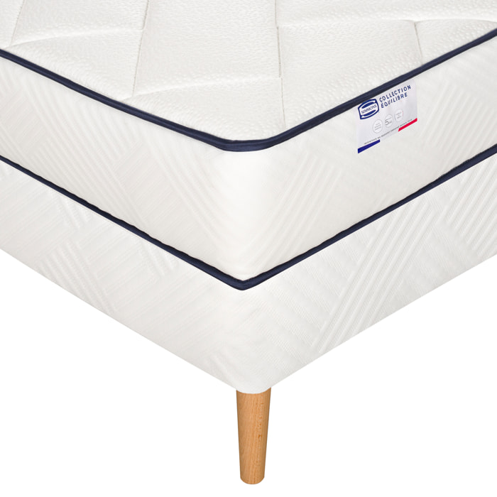 Ensemble L'EVIDENT, matelas ressorts ensachés , ferme, H23 + 2 sommiers