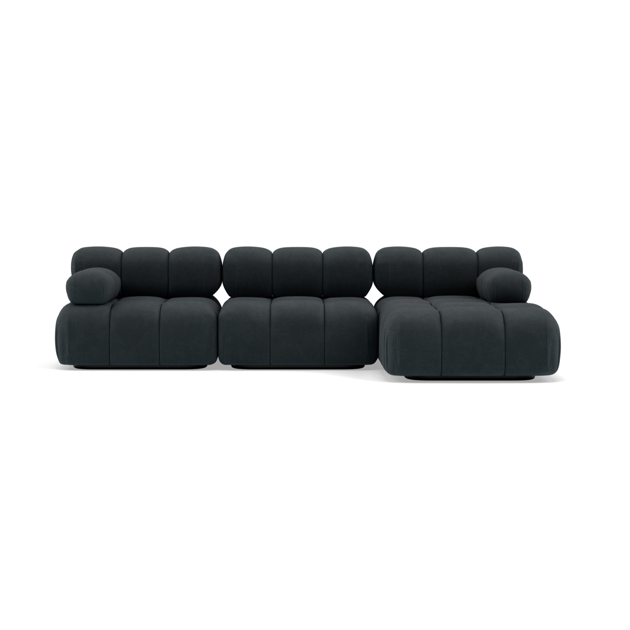 Ruby - canapé modulable d'angle droit 4 places en velours texturé - Noir