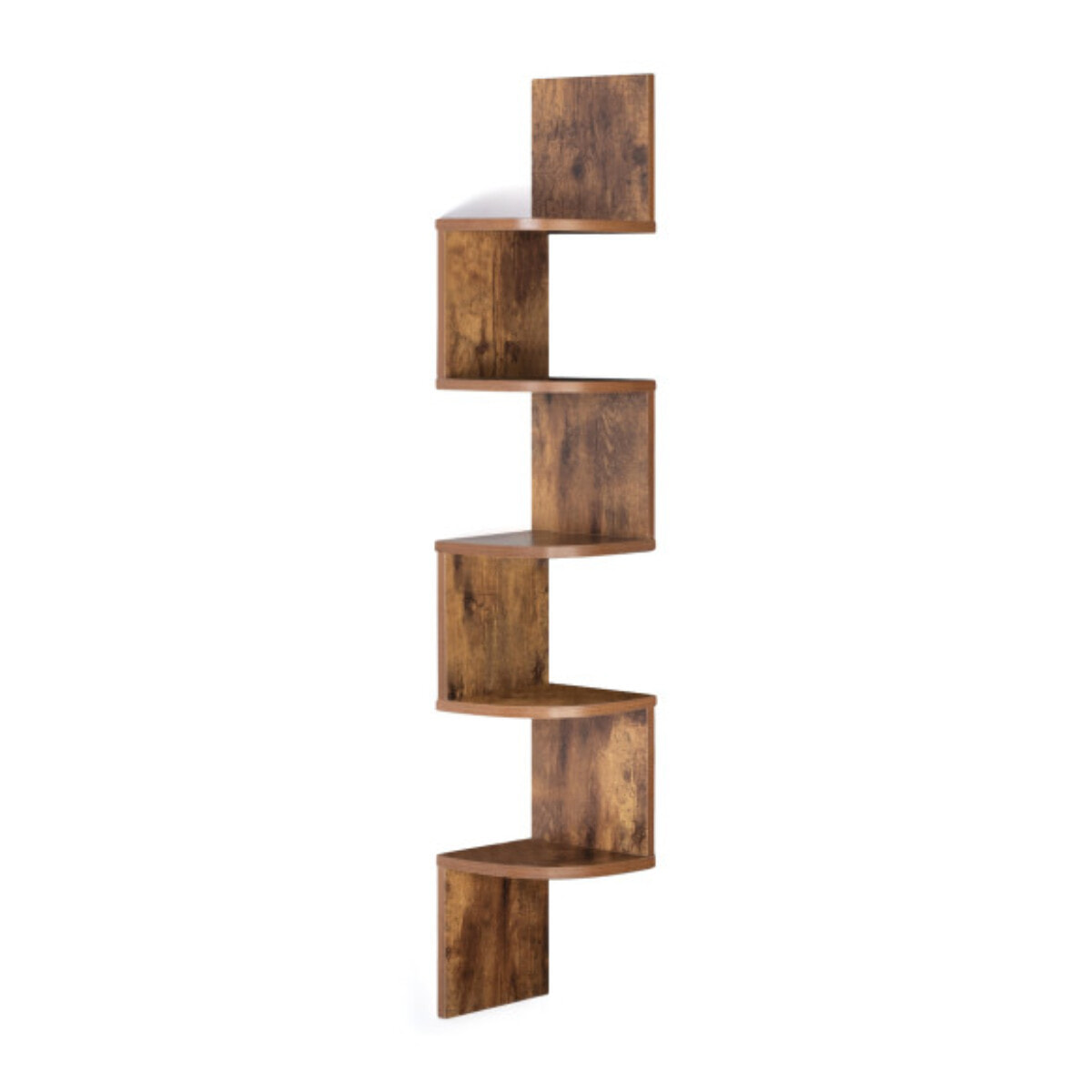 Etagère murale d'angle avec niches 120cm - Bois vieilli