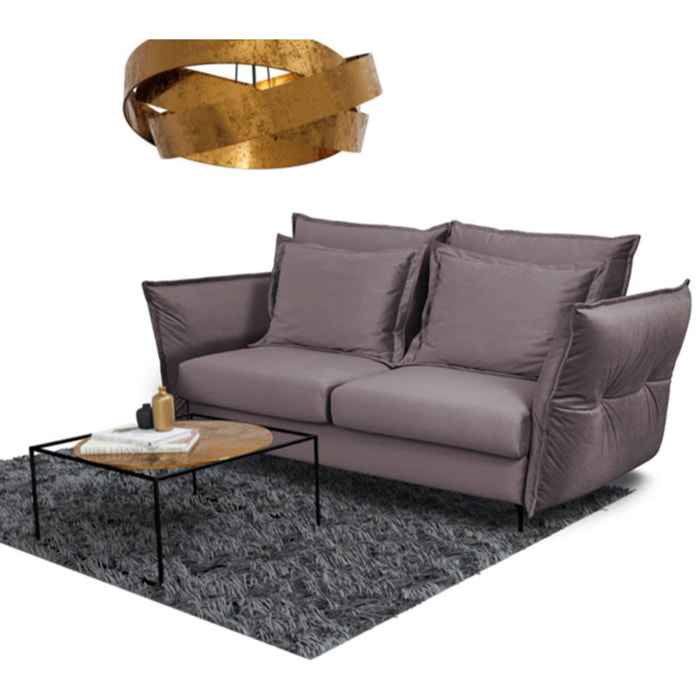 Canapé Velours Droit Convertible Verduro - 3 Places