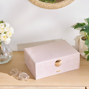 Boîte à bijoux Enya avec miroir 27,5x19x10cm beige