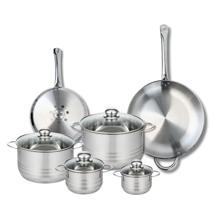 Ensemble de 2 Poêles de cuisson 24 et 32 cm et 4 faitouts 12, 14, 20 et 24 cm Elo Profi Brillant