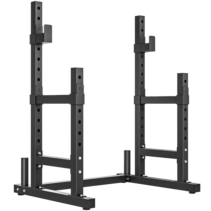 Soporte para Pesas Sentadillas, Soporte Barra Pesas Ajustable con Topes de Seguridad, Rack de Press de Banca Musculación en Casa Gimnasio, Carga 300 kg, Altura Regulable de 48-135/45-85 cm