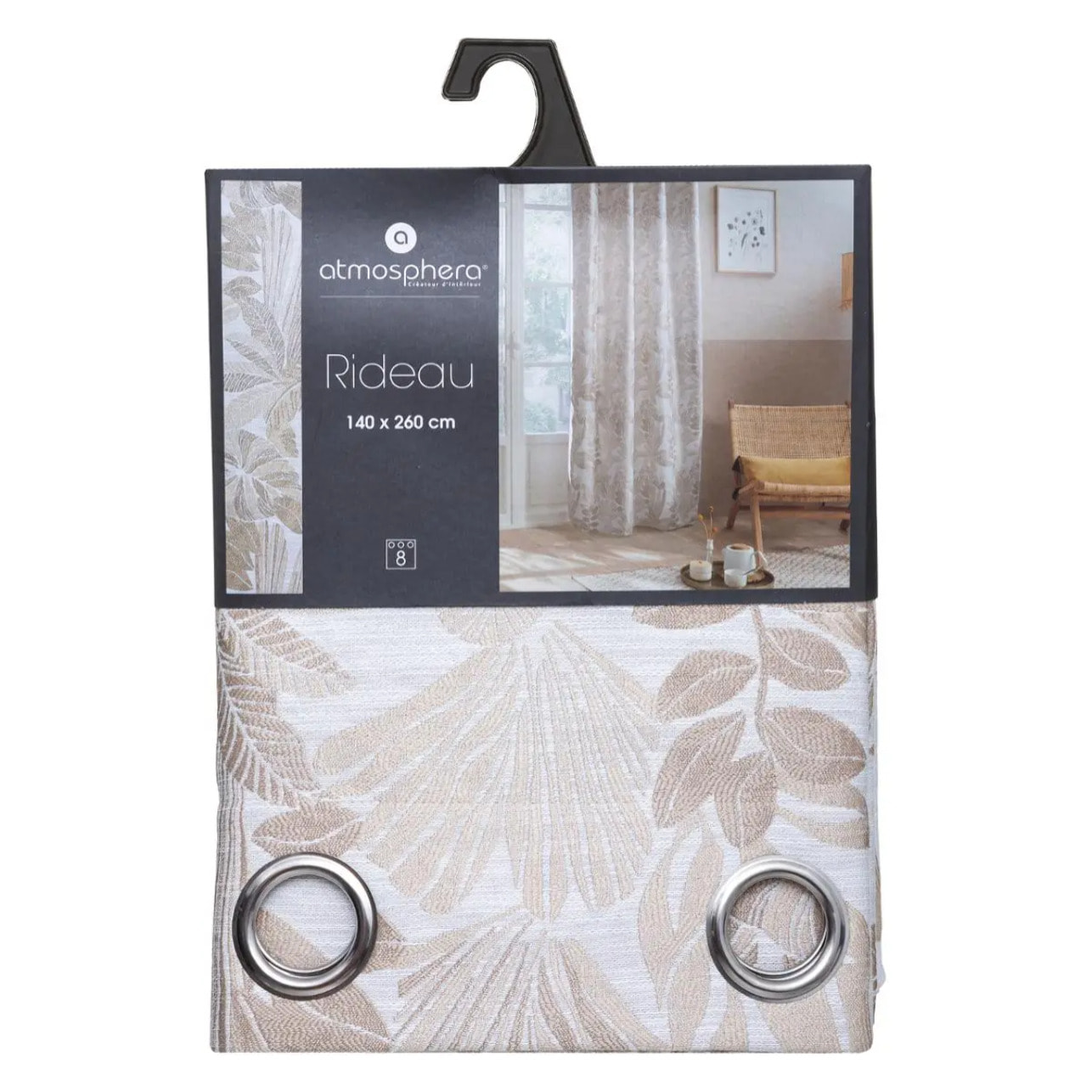 Rideau "Bejuco" motifs jacquard beige 140x260cm
