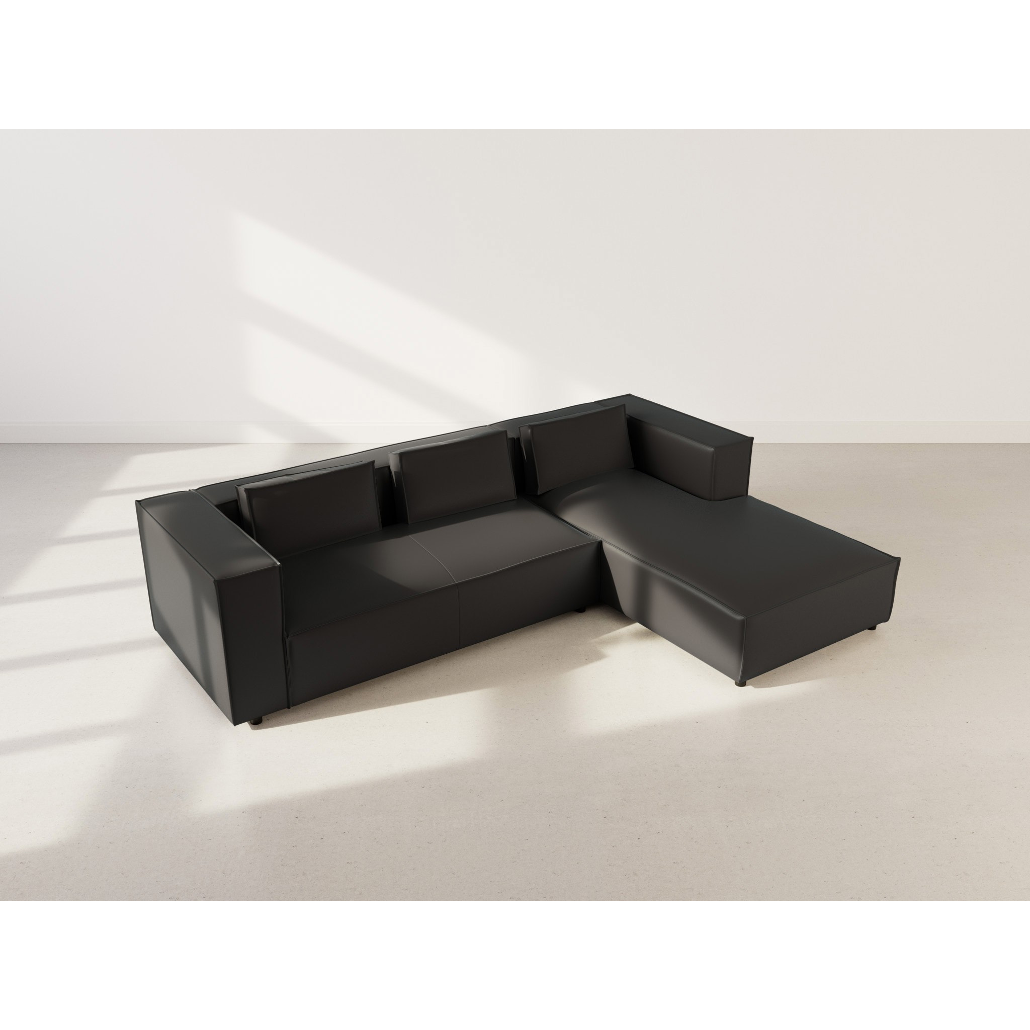 Stella - canapé d'angle droit 4 places en simili - Noir