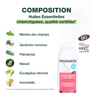 Pranarom - Spray corporel - Jambes légères - Bio - 75 ml