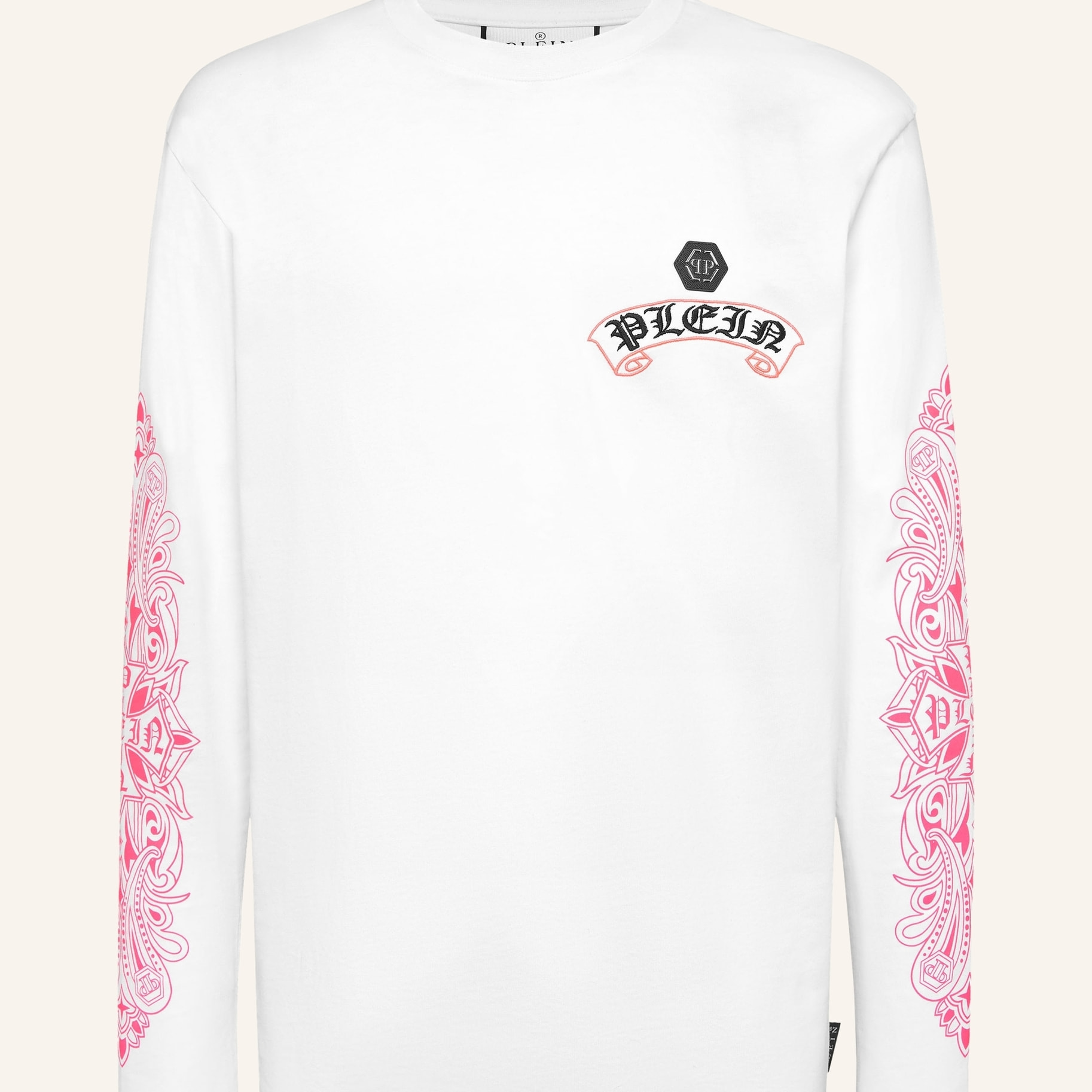 PHILIPP PLEIN Camiseta de cuello redondo y manga larga CHROME