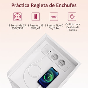 Mesitas de Noche Estrechas, Juego de 2, con Estación de Carga, Mesillas de Noche Dormitorio con Puerta, Compartimento Abierto, Estante Ajustable, Mesa Auxiliar para Espacios Reducidos, Blanco