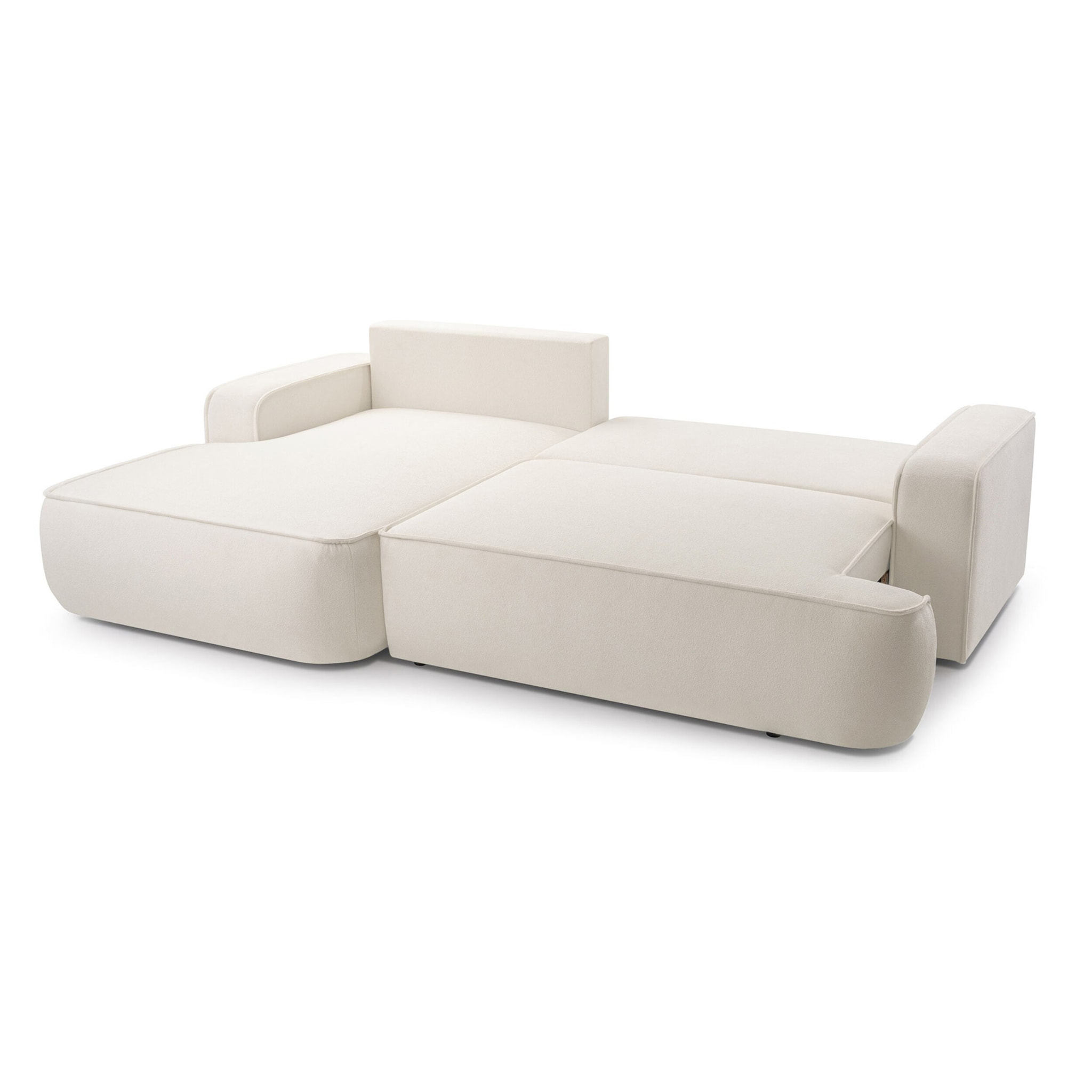 Nessino - canapé d'angle gauche 4 places - convertible avec coffre - en tissu texturé - Beige