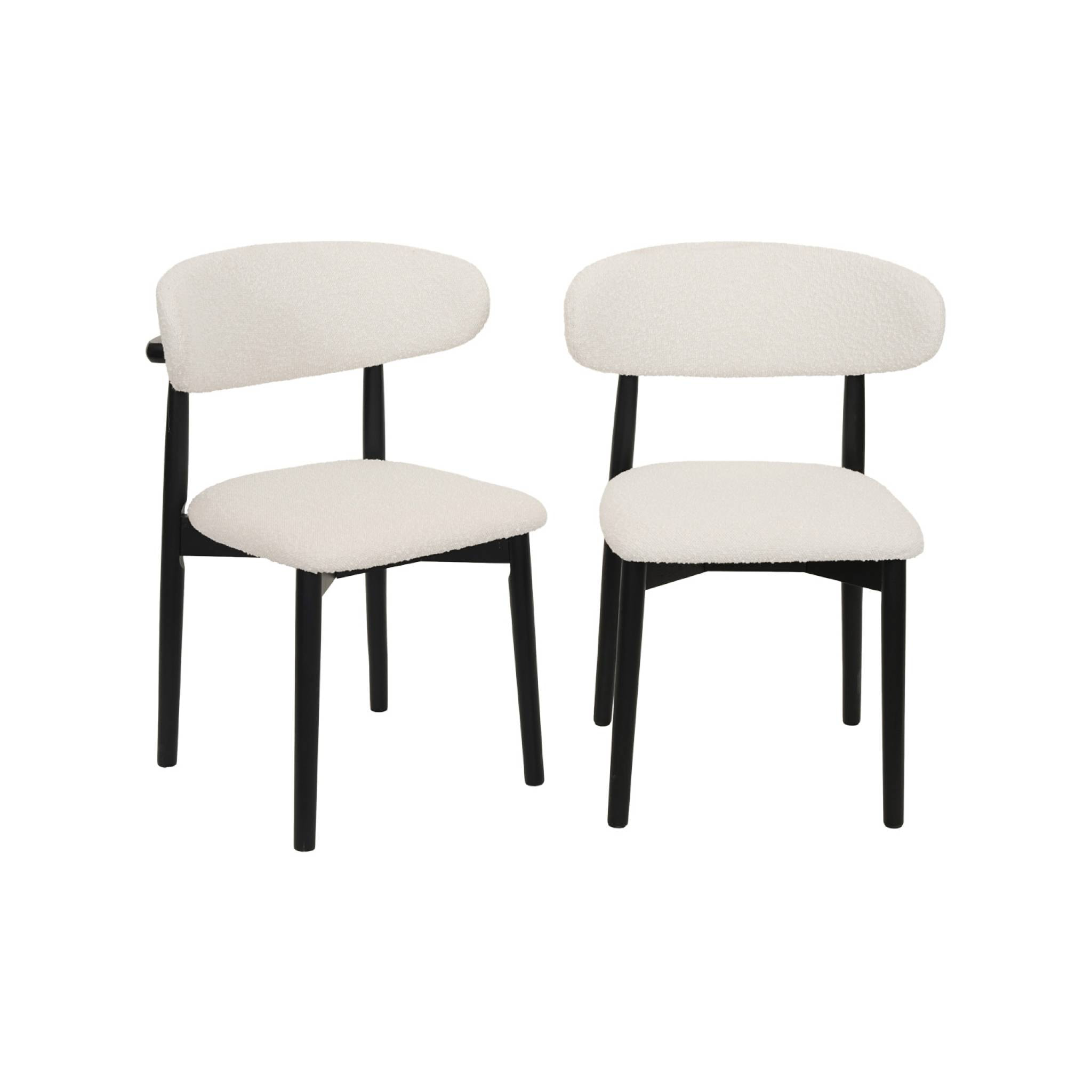 Chaise bois d'hévéa et tissu bouclette (lot de 2)  PAOLA