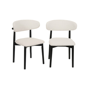 Chaise bois d'hévéa et tissu bouclette (lot de 2)  PAOLA