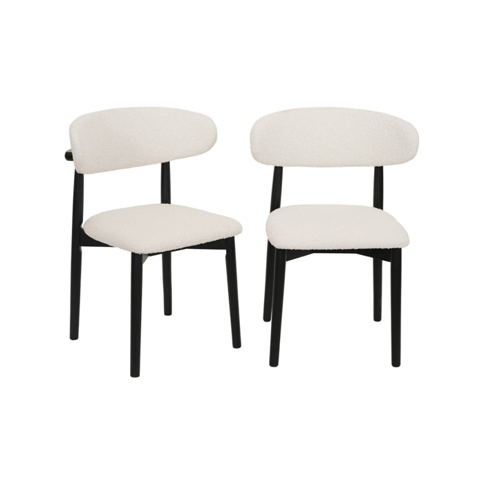 Chaise bois d'hévéa et tissu bouclette (lot de 2)  PAOLA
