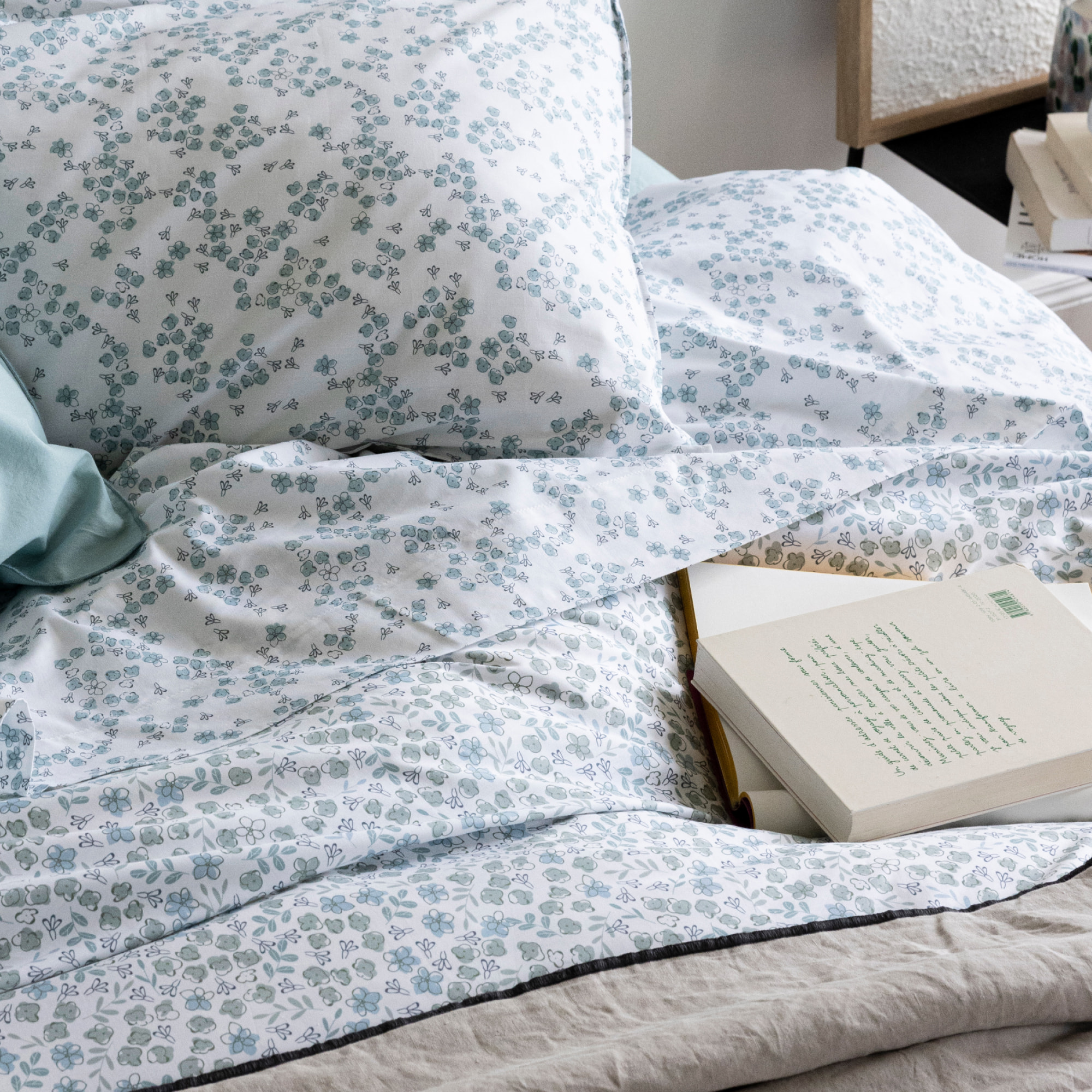 Drap plat en percale de coton, AQUARELLE