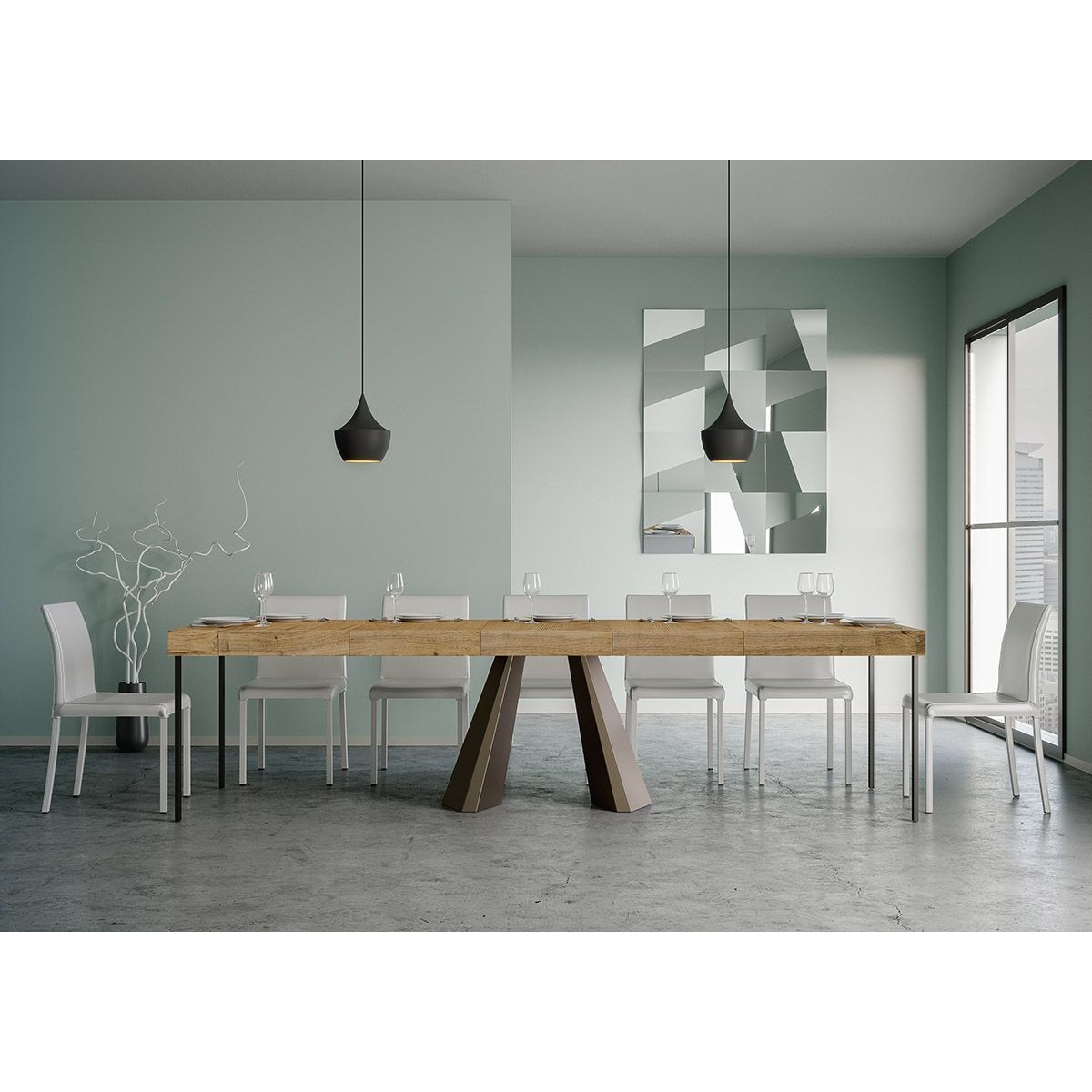 Consola extensible 90x40/300 cm Diamante Premium Roble Natural estructura Orso