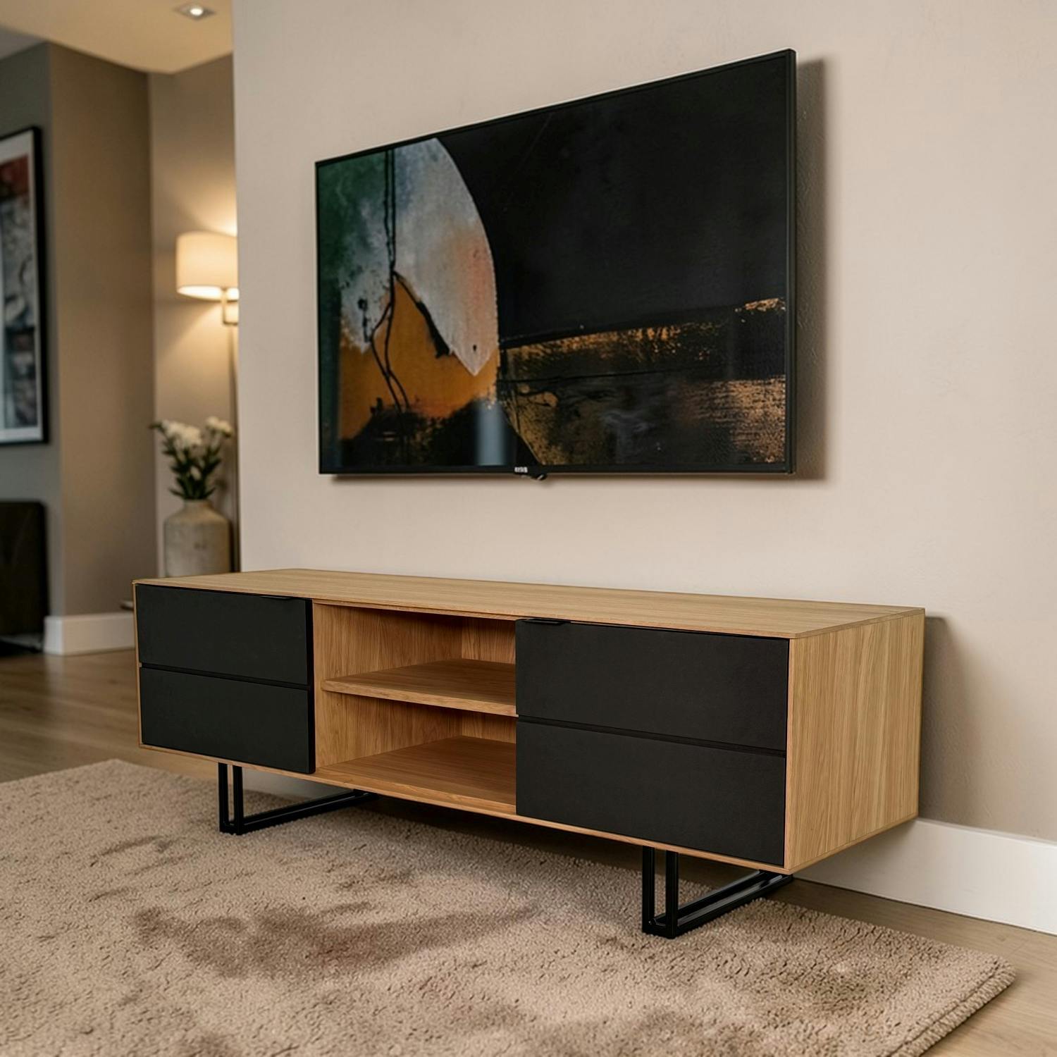 Meuble tv moderne en chêne blanc ZONZA