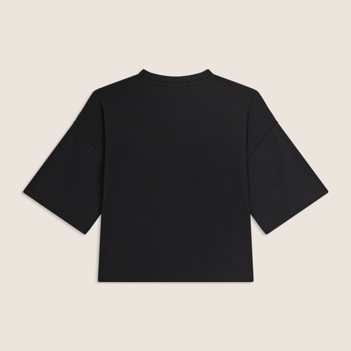 T-shirt Junior cropped con maxi logo color block