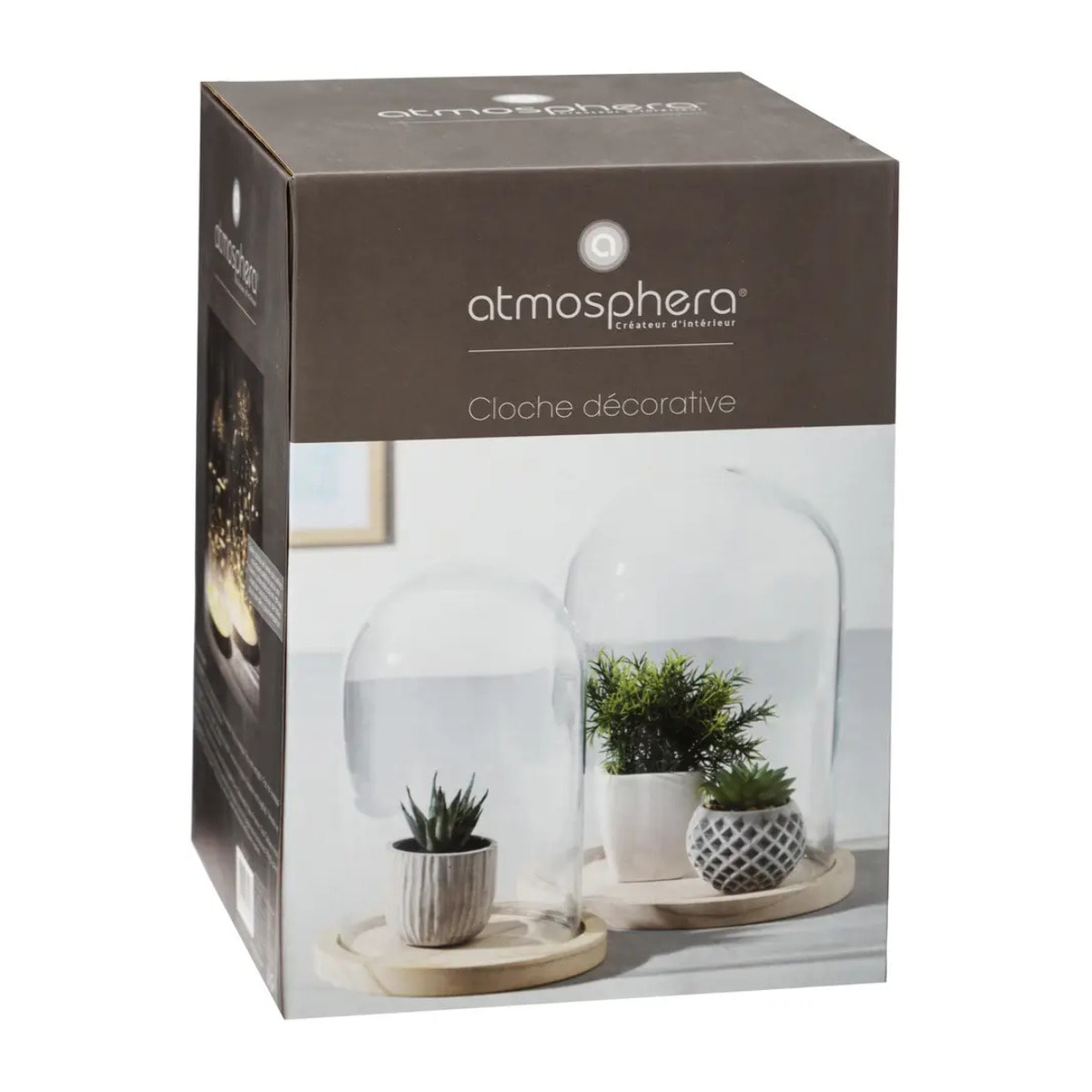 Cloche verre et bois H26cm
