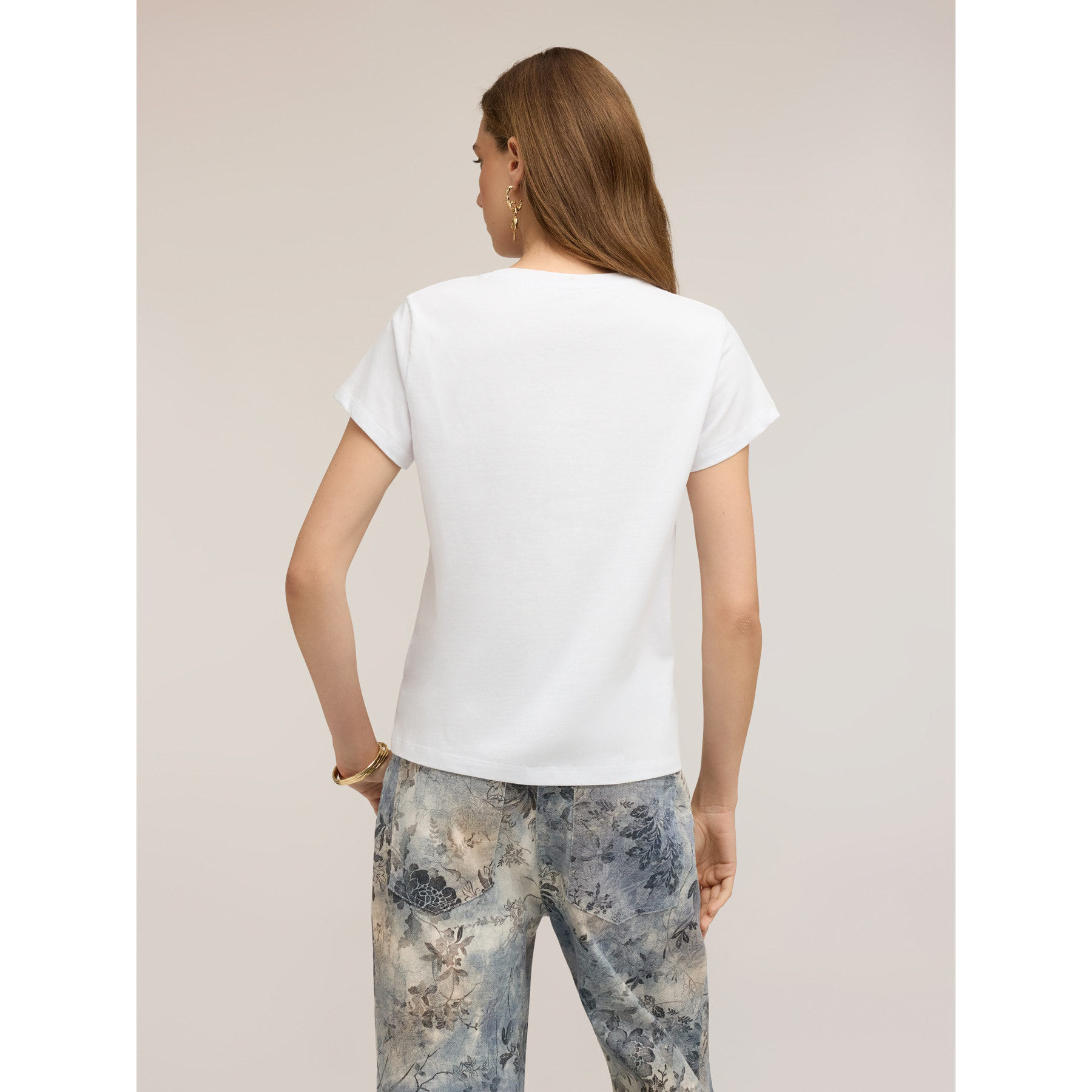 Motivi - T-shirt in jersey con cuore in paillettes - Bianco