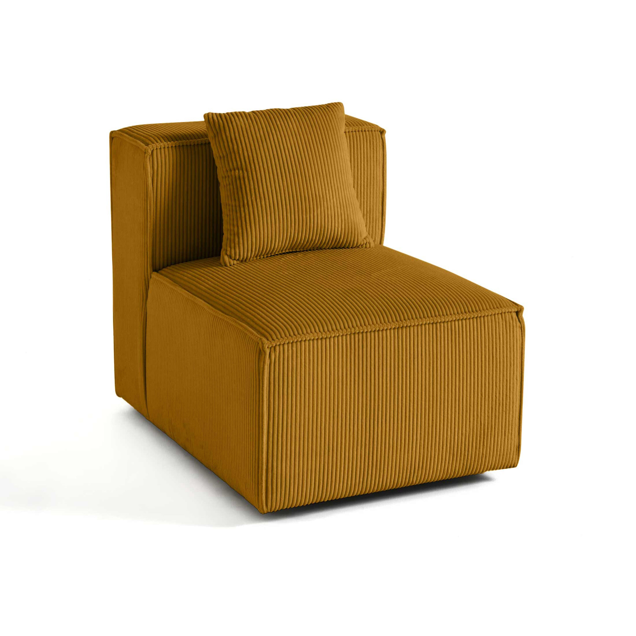 Arty - module d'assise sans accoudoirs - en velours côtelé - Jaune