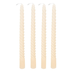 4 bougie-bâtons "Twist many" ivoire 180g