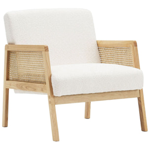 Fauteuil en cannage et tissu bouclé - MANI