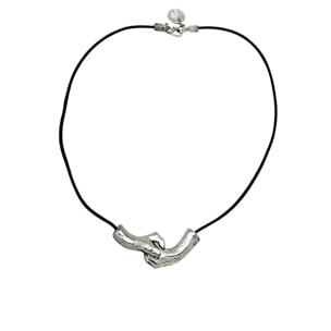 Collar unión plata 925 10µ y cuero negro