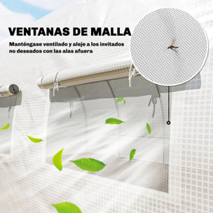 Invernadero de Exterior 6x3x2 m, Invernadero de Túnel con Puerta con Bisagras, Ventanas de Malla, Cubierta PE 140g/m² y Marco de Acero Galvanizado, Anti-UV, Impermeable, para Cultivos, Blanco