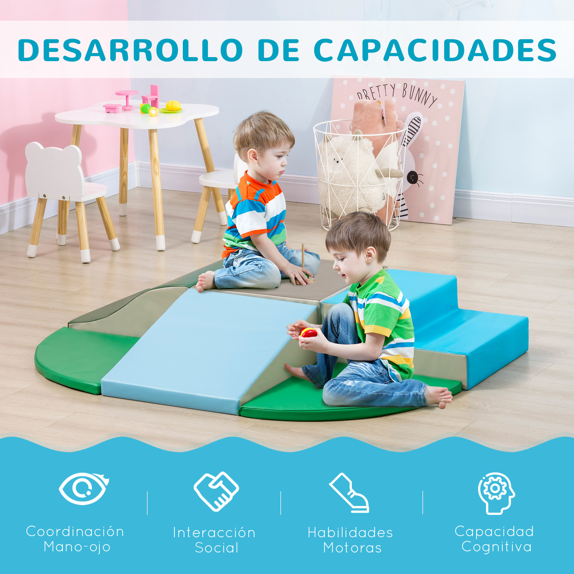 Juego de 6 de Bloques de Espuma para Niños Bloques de Construcción Grandes Figuras de Construcción Juguete para Aprendizaje para Escalar y Gatear Multicolor