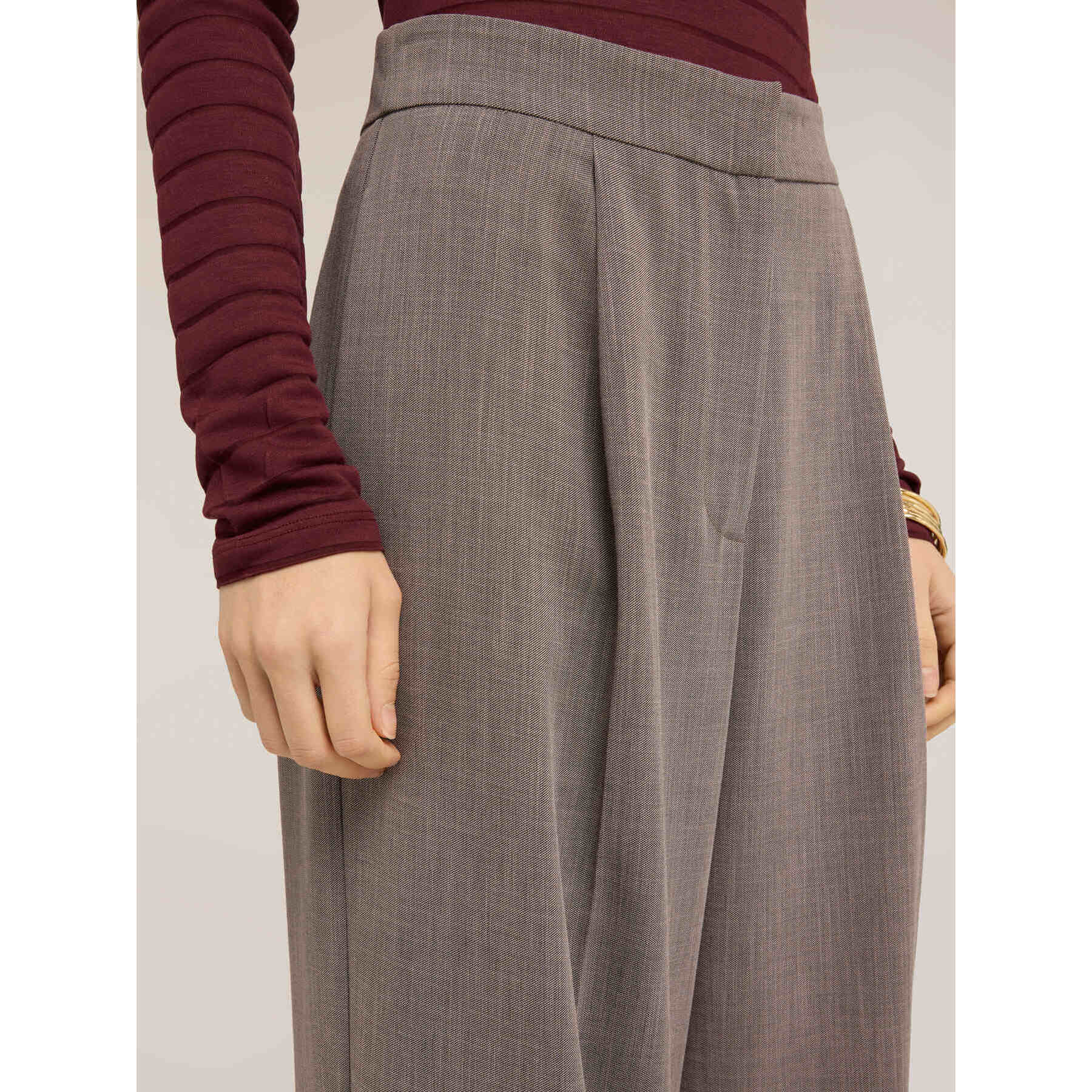 Motivi - Pantaloni palazzo in tinto filo - Grigio