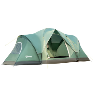 Tente de camping familiale 5-6 pers. - porte, 2 fenêtres - vert