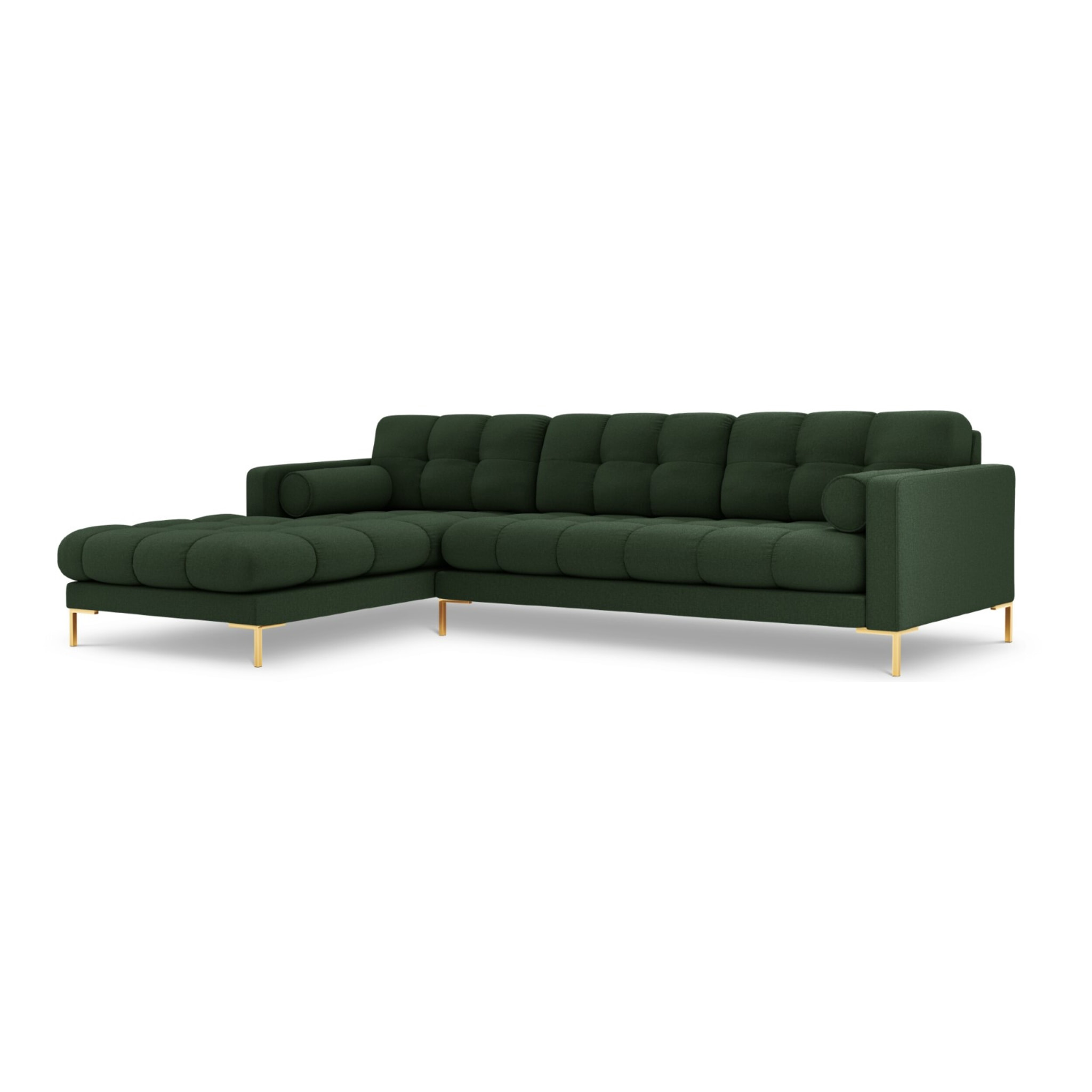 Canapé d'angle gauche "Bali" 5 places en tissu structurel vert foncé