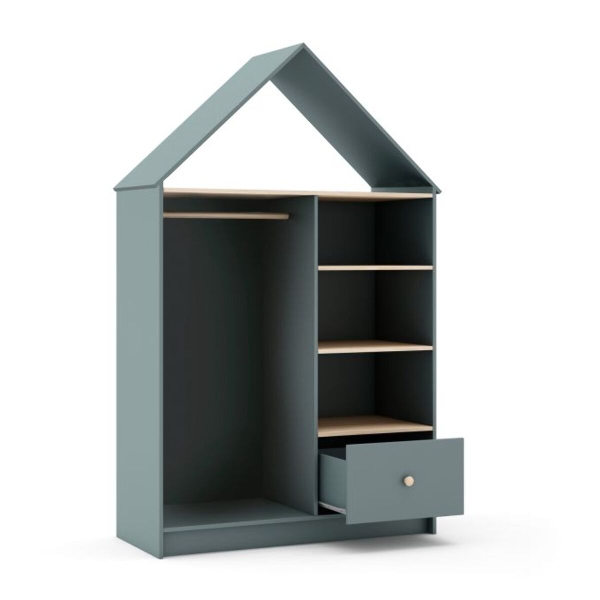 Armario vestidor juvenil Misty Cloud Verde Salvia - Oak Soft