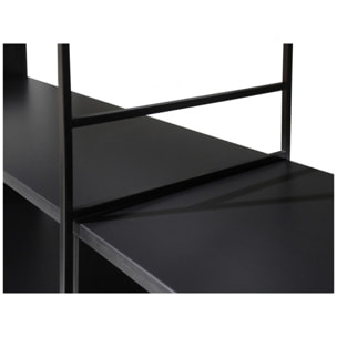 Bibliothèque 8 étagères L.180 cm en métal et décor bois noir - DESTINY
