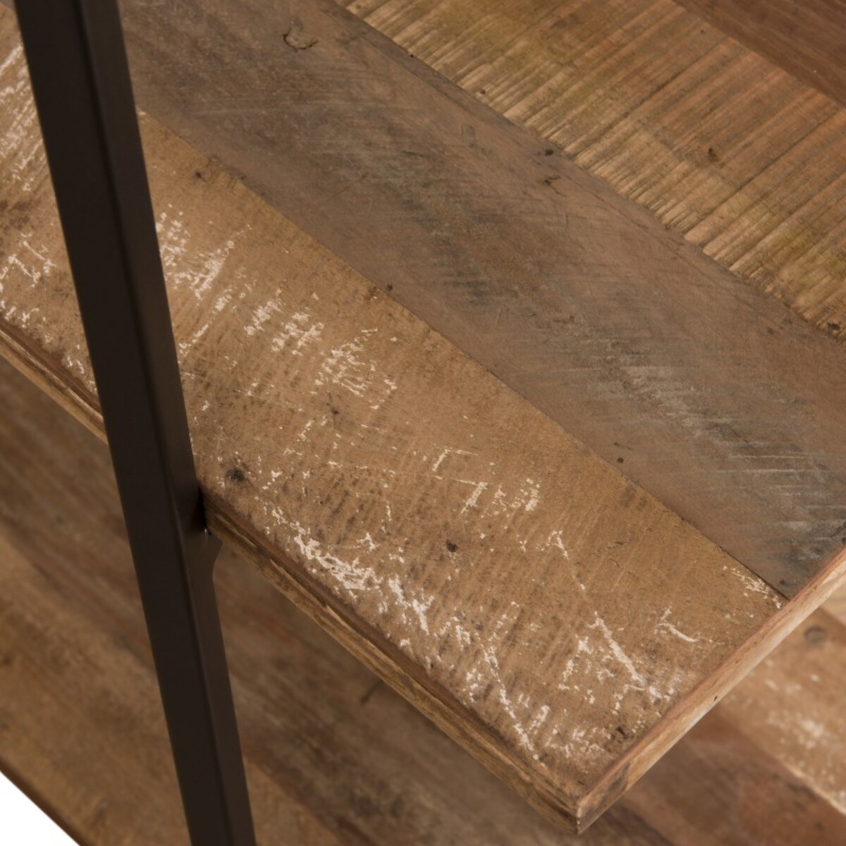 SIXTINE - Étagère marron 4 niveaux Teck recyclé Acacia Mahogany et métal noir