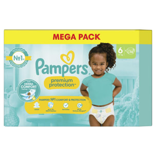 74 Couches Premium Protection Taille 6, 13kg +, Pampers