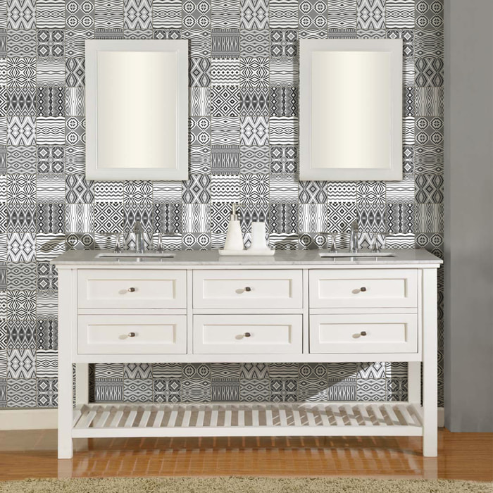 Stickers muraux - Sticker Mural Carrelage adhésif Cuisine Salle de Bain - 60 STICKERS CARREAUX DE CIMENT AZULEJOS ELIONO