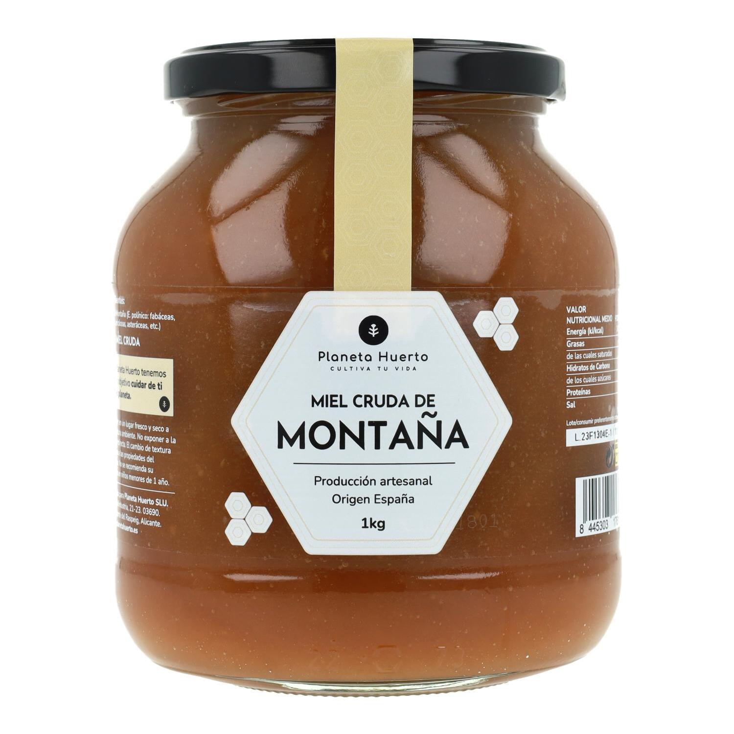 PLANETA HUERTO | Miel Cruda de Montaña 100% Natural, Producción Artesanal, Sabor Intenso y Auténtico, Origen España - 1kg