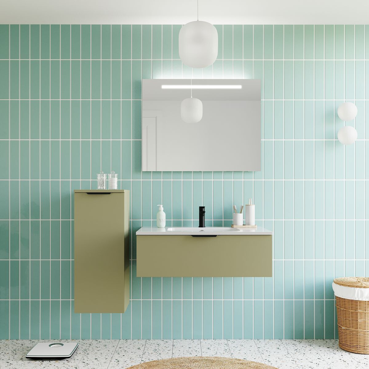 Meuble salle de bain vasque intégrée 1 tiroir - SOHO