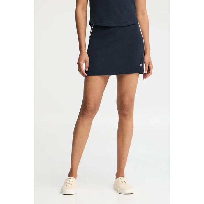 Gonna blu marino June con monogramma ricamato