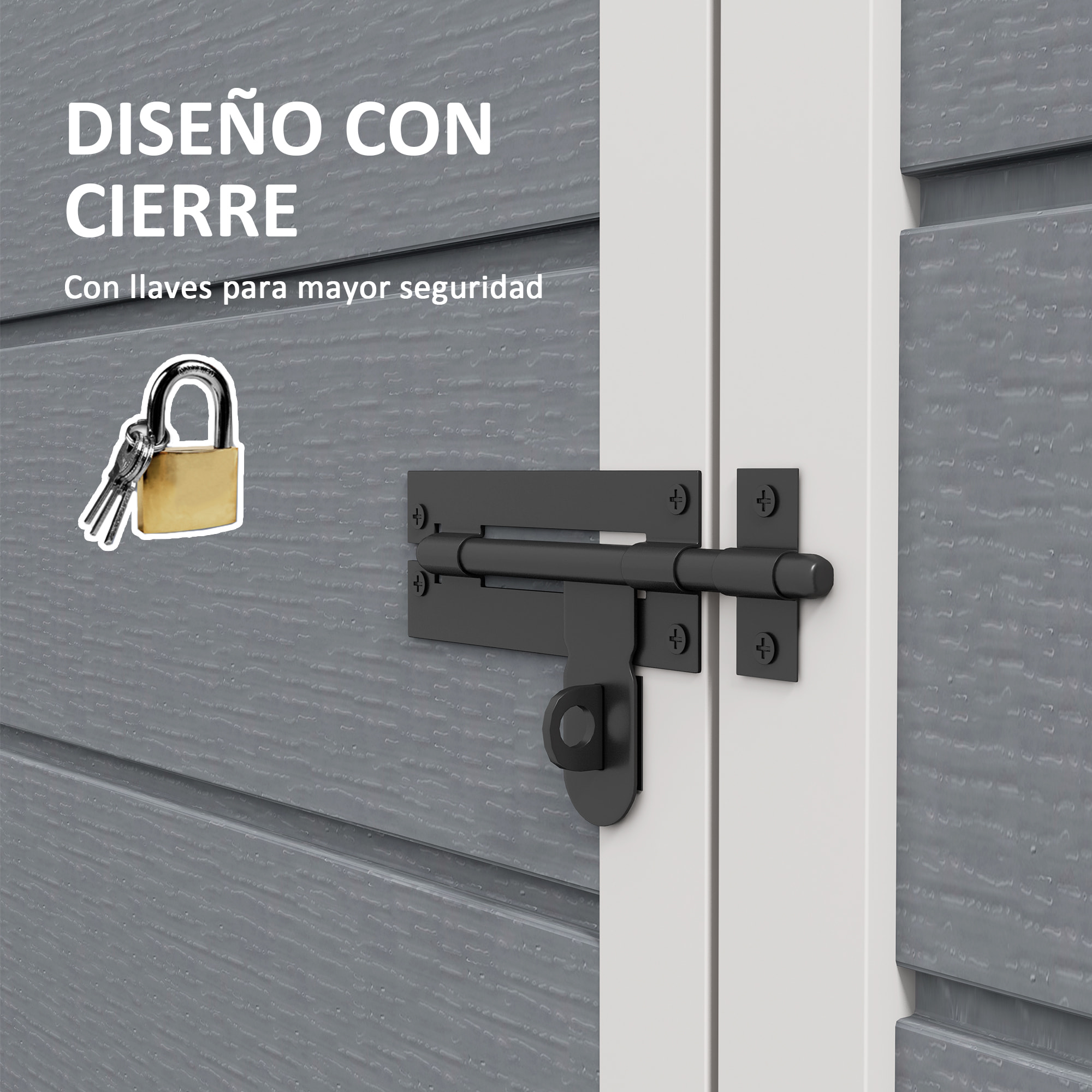 Caseta de Jardín Exterior, 1,14 m², 151x92x193 cm, Cobertizo de Jardín Exterior Metálico con Suelo, Puerta Corredera, Ventana y Techo Inclinado, para Almacenamiento de Herramientas, Gris