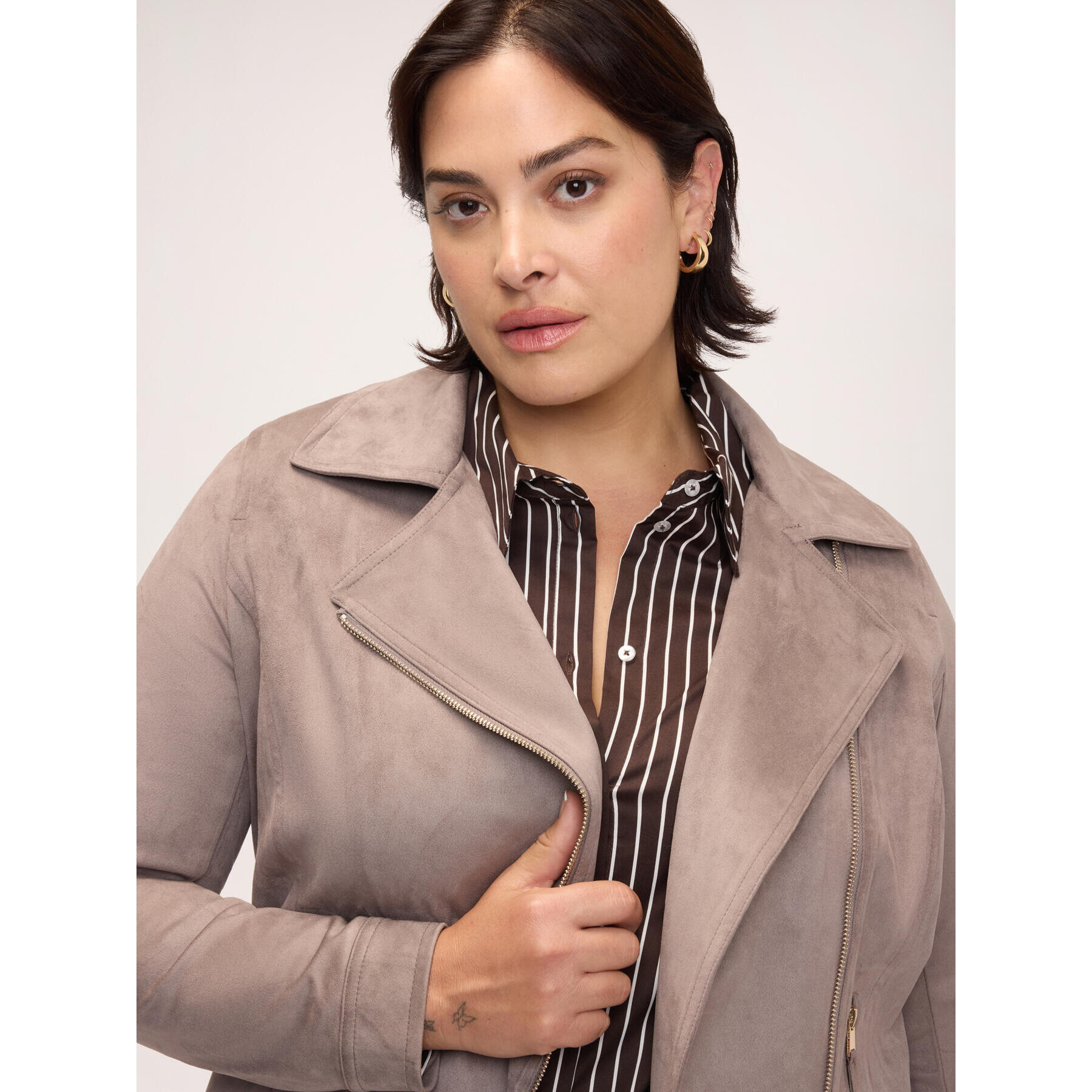 Fiorella Rubino - Giacca biker in tessuto soft touch - Grigio