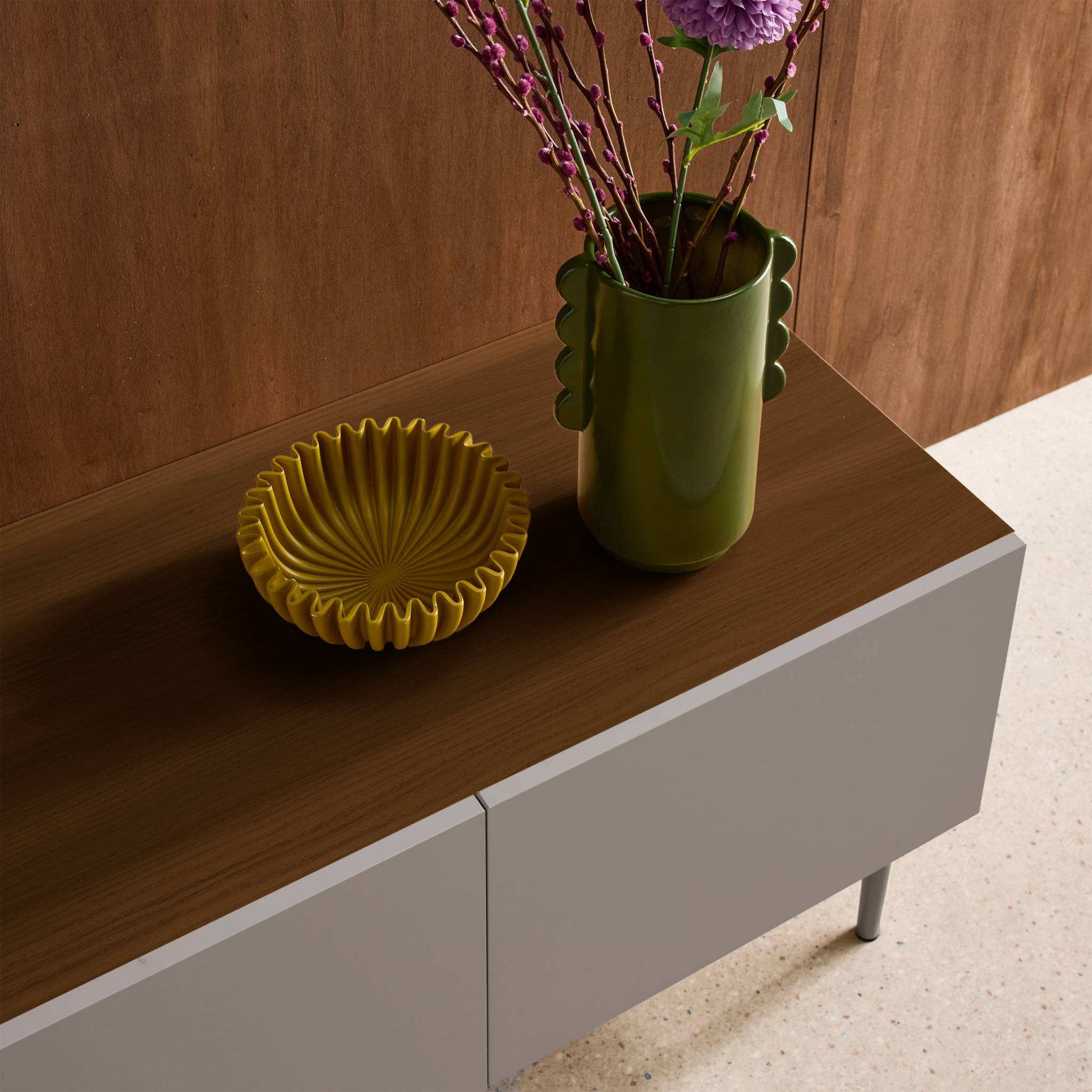 Meuble TV métal et décor bois 4 portes 180cm ASHTON
