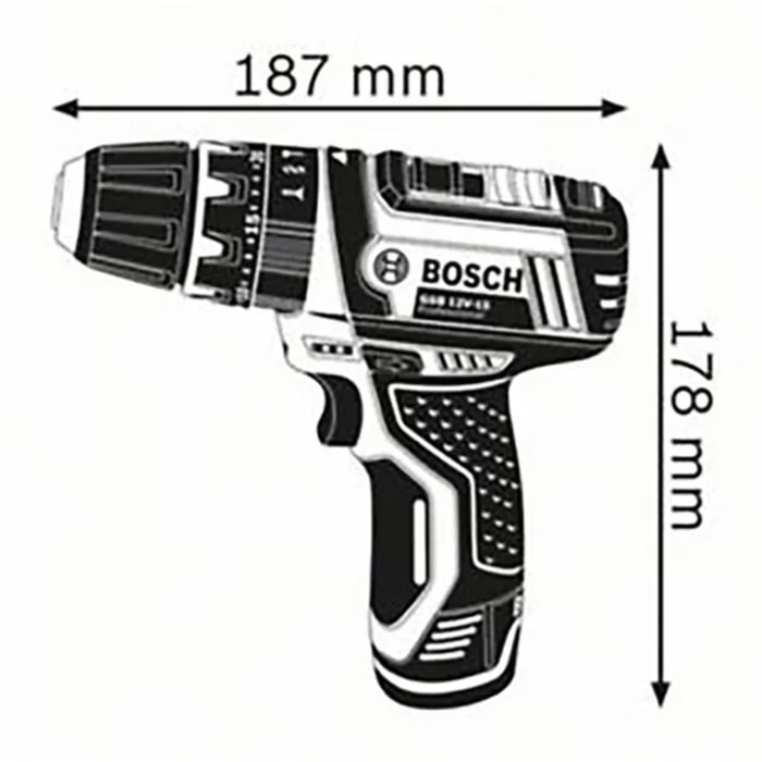 Perceuse visseuse à percussion GSB 12V-15 - BOSCH - avec 2 batteries 12V 2.0Ah - chargeur - sacoche - 06019B690H