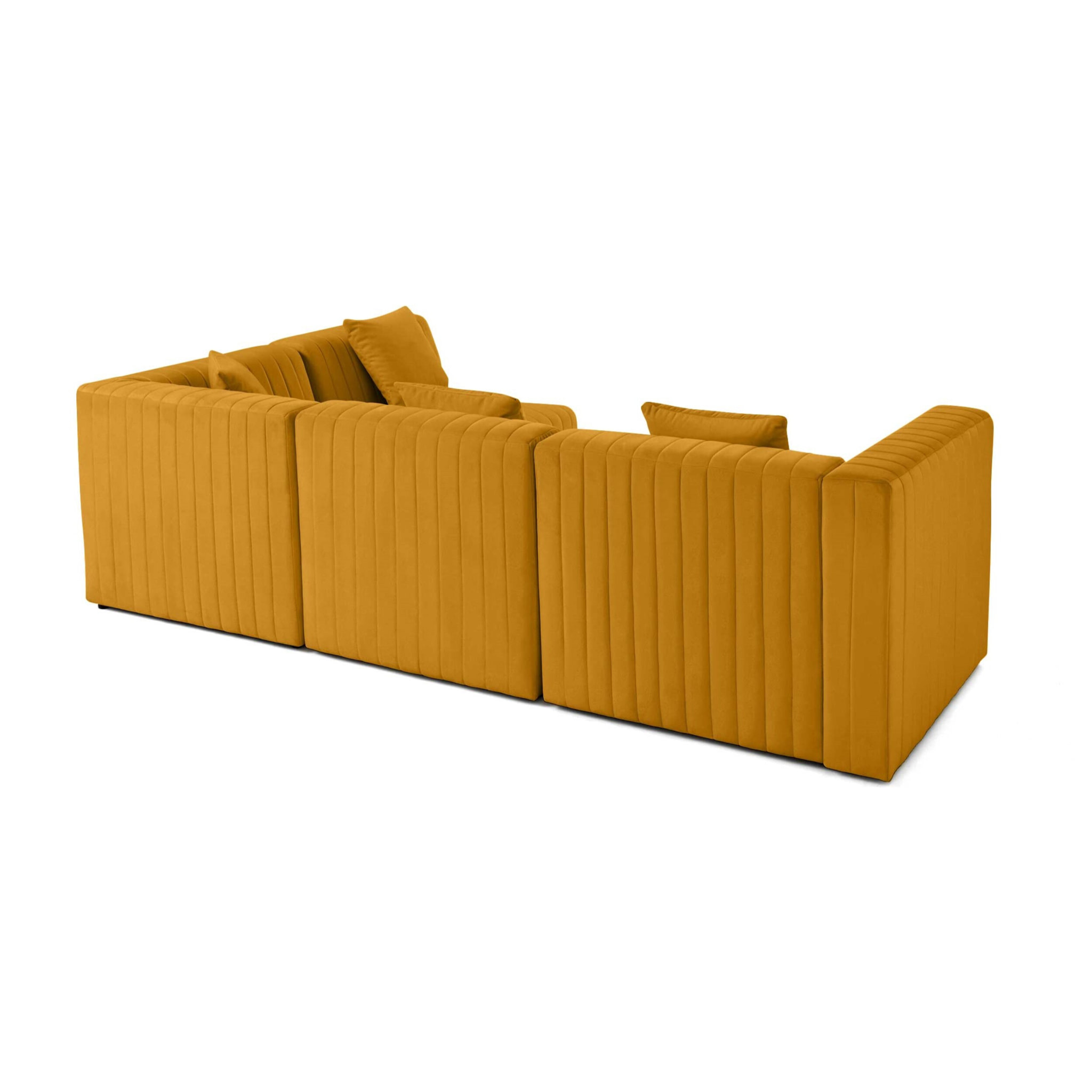 Nova - canapé modulable d'angle droit - 5 places - en velours - Jaune