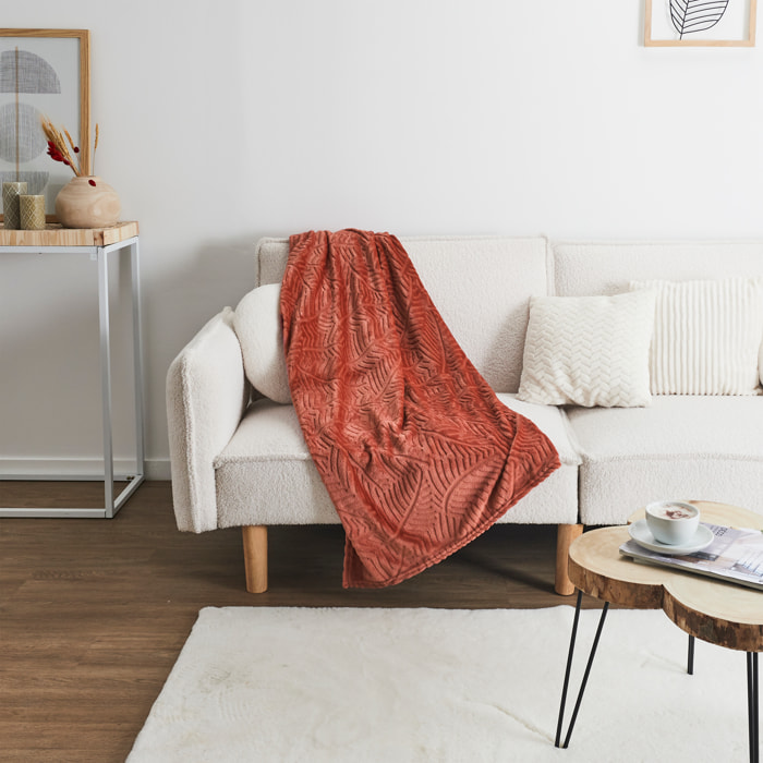 Plaid - HOME DECO FACTORY - Flanelle Embossée Terracotta - Rouge