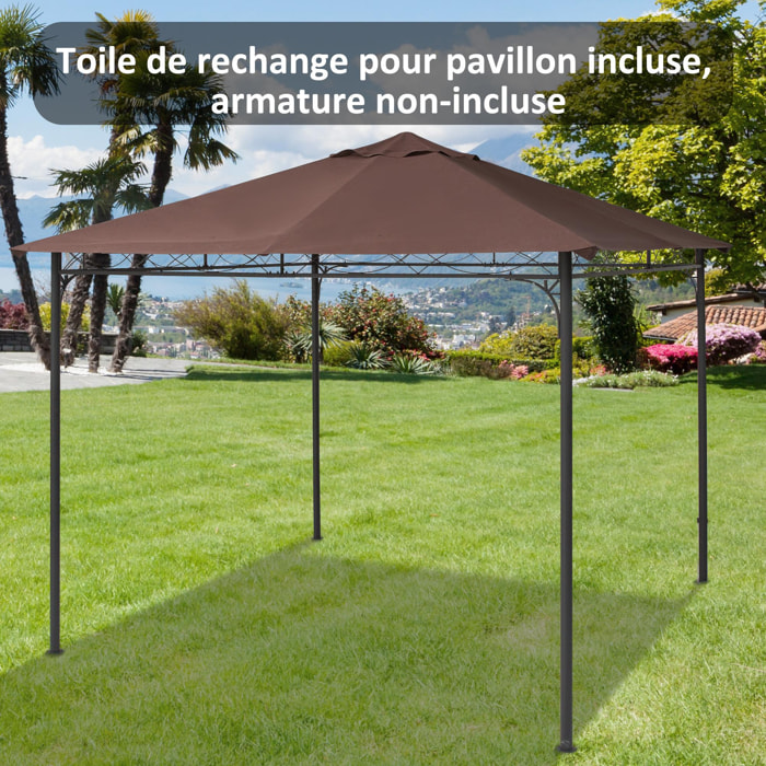 Toile de rechange pour pavillon tonnelle tente 3 x 3 m polyester haute densité 180 g/m² revêtement PA anti-UV chocolat