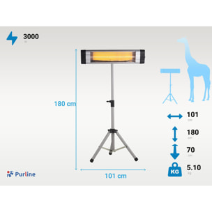 Chauffage halogène 3000W pour une utilisation intérieure ou extérieure